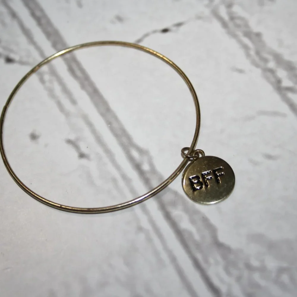 Beautiful gold bangle BFF charm bracelet 7
